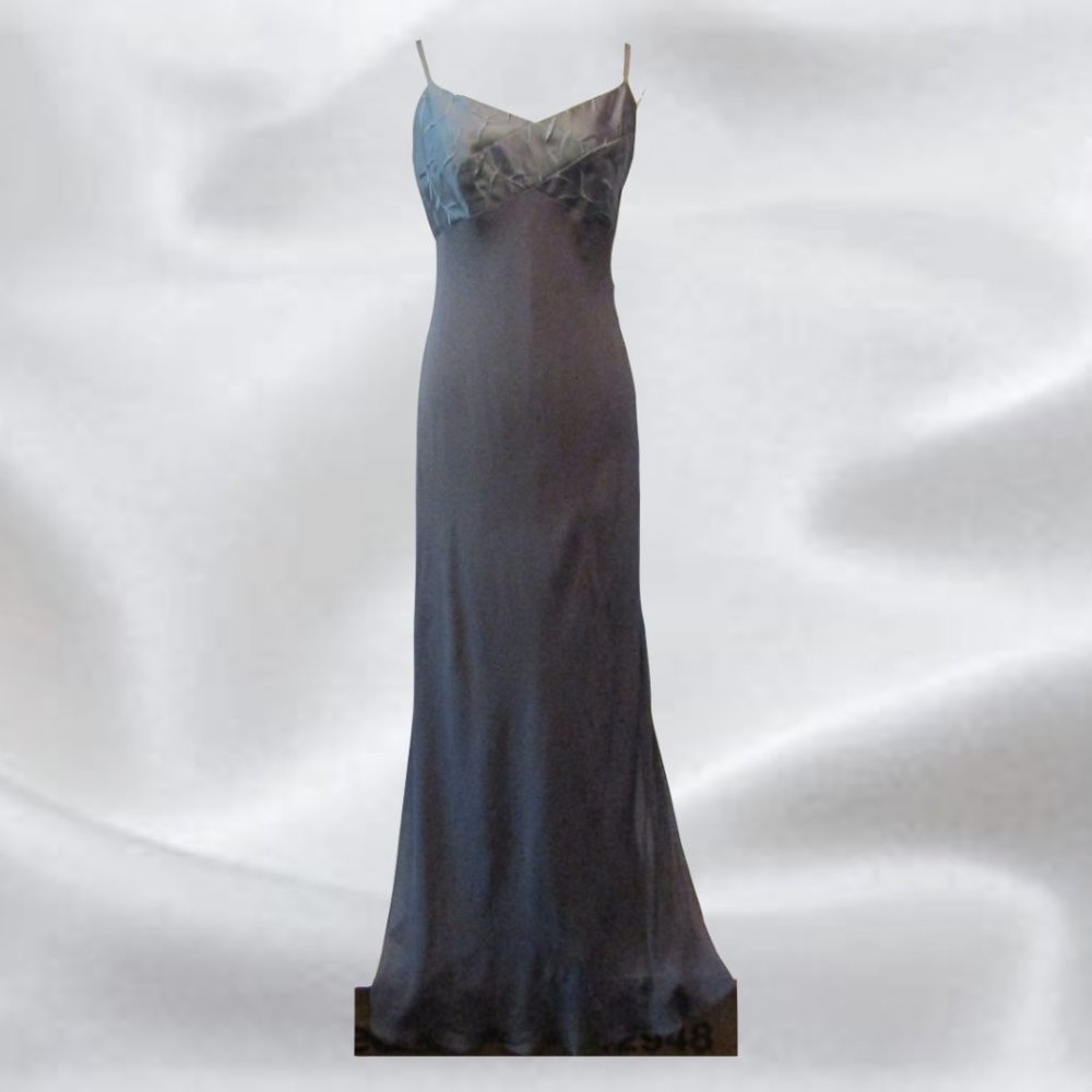 NWT ODESSA Steel-Blue Evening Gown in Size 10